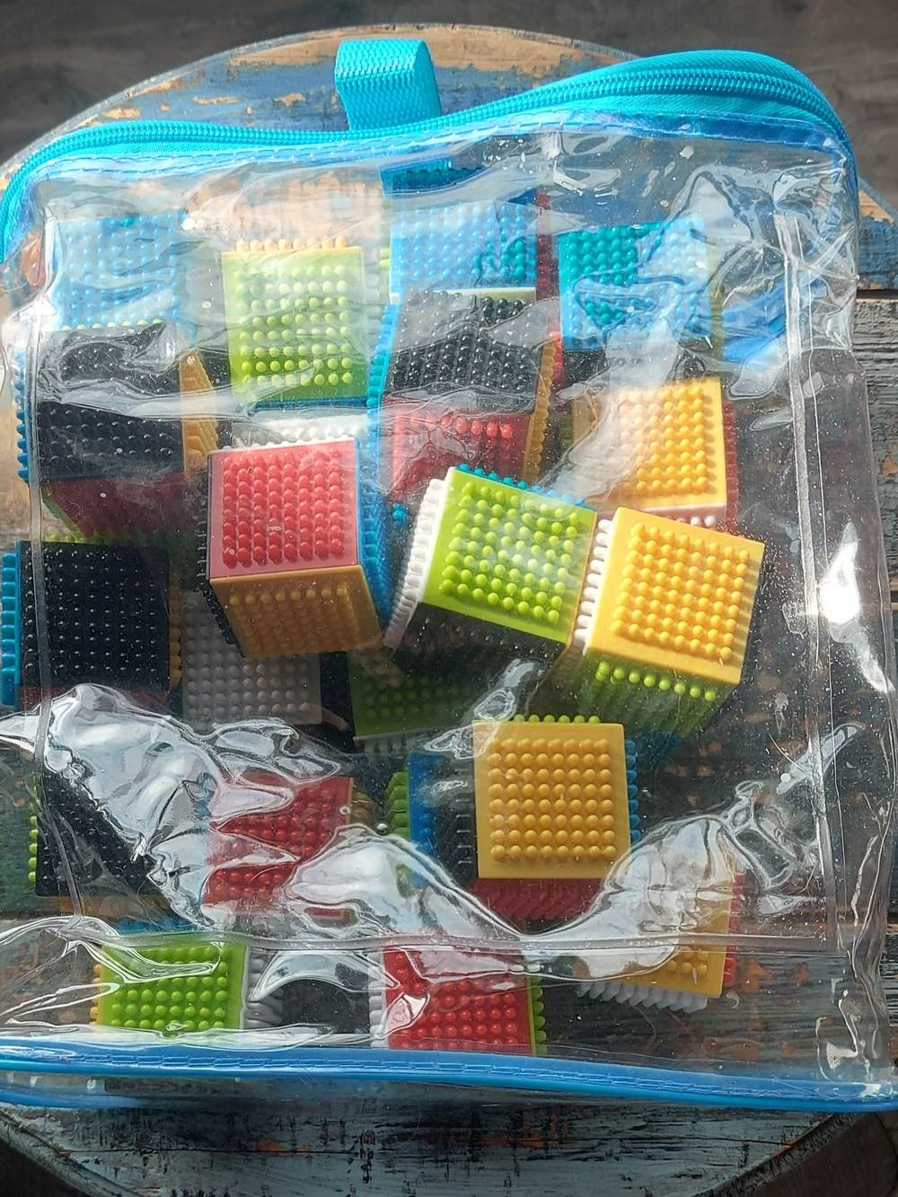 Infantino Textured Building Blocks Set - Blue, Green, Yellow, Red, Black